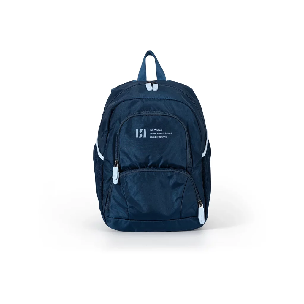 Navy blue laptop backpack on a white backgroud(3)