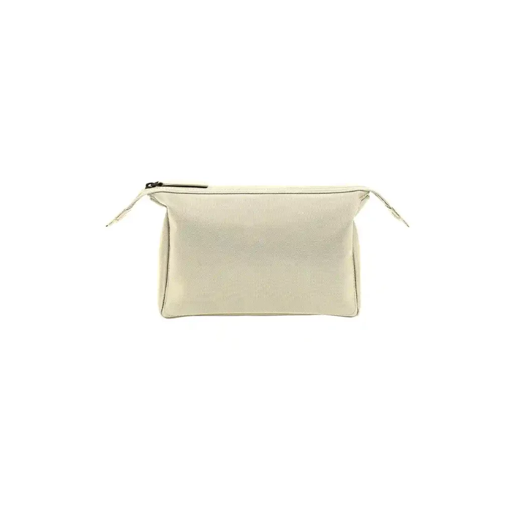 Sand color wash bag with zipper opened pocket (1)