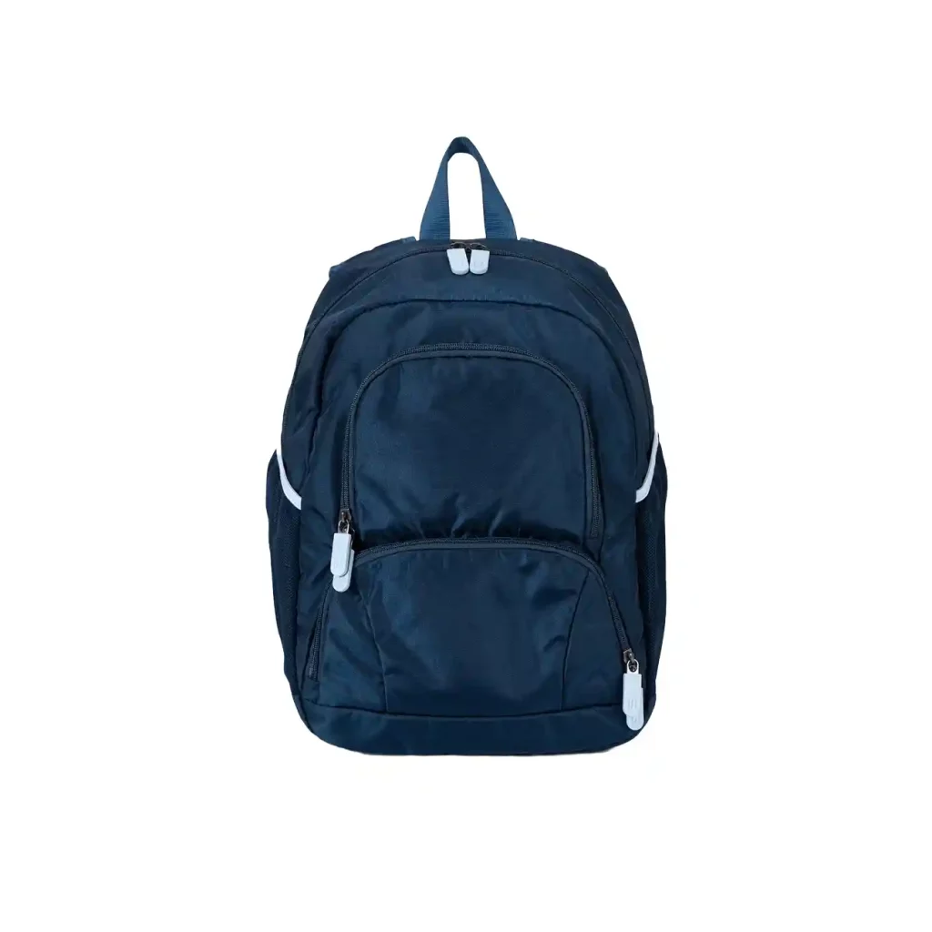 Navy blue school backpack on a white backgroud (1)