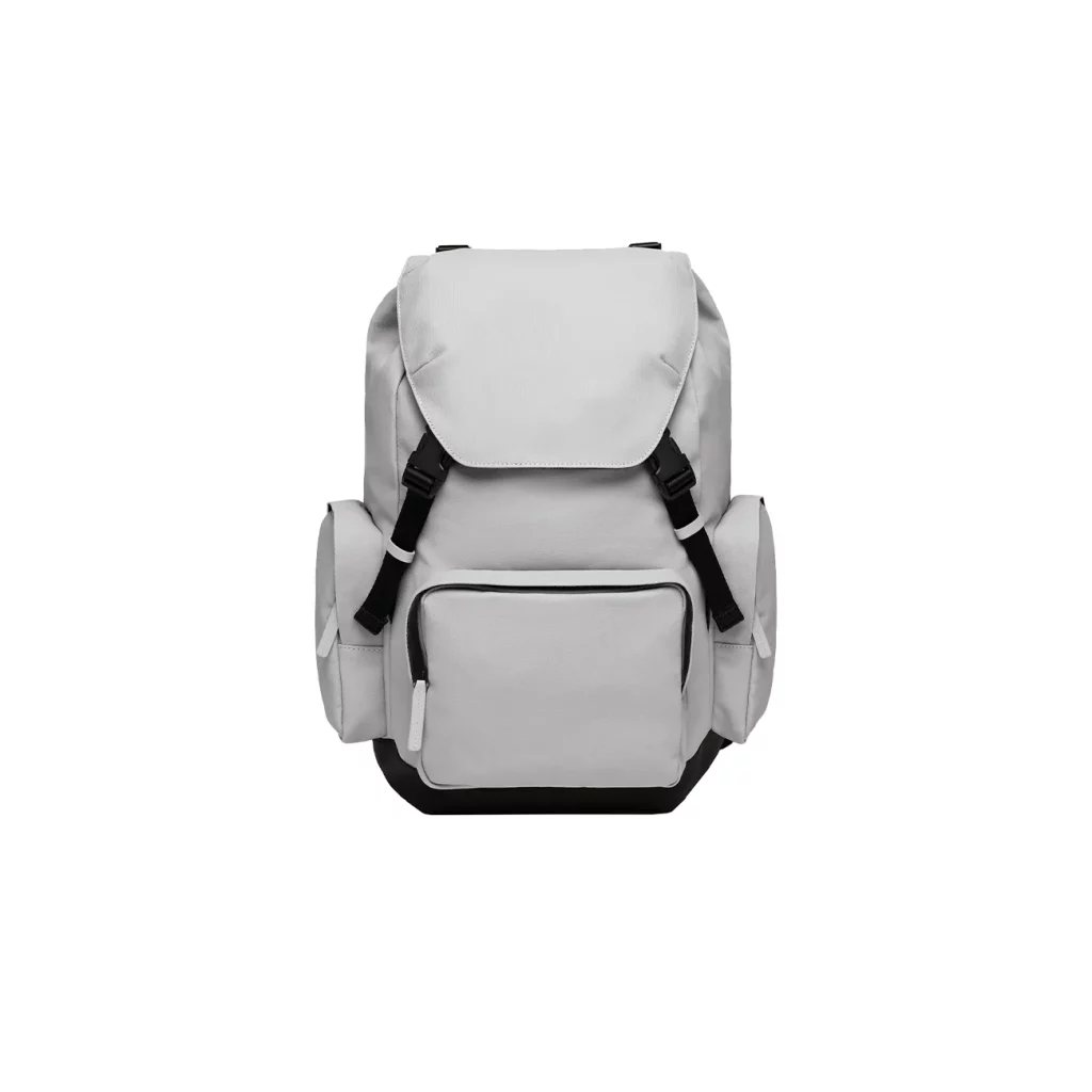 Light grey travel backpack, on a white background (1)